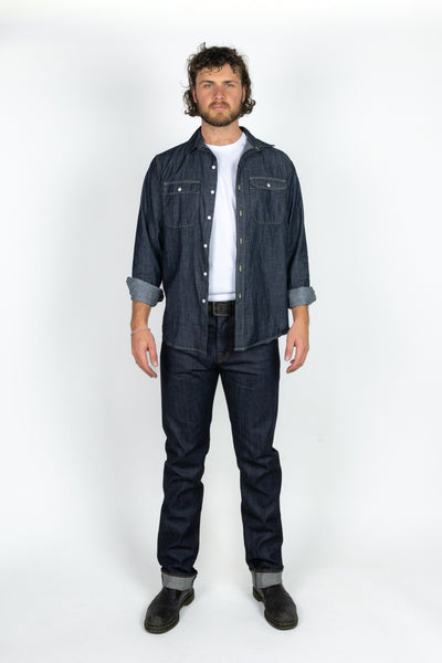 Triple Needle Chambray Work Shirt - Dark Indigo