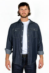 Triple Needle Chambray Work Shirt - Dark Indigo