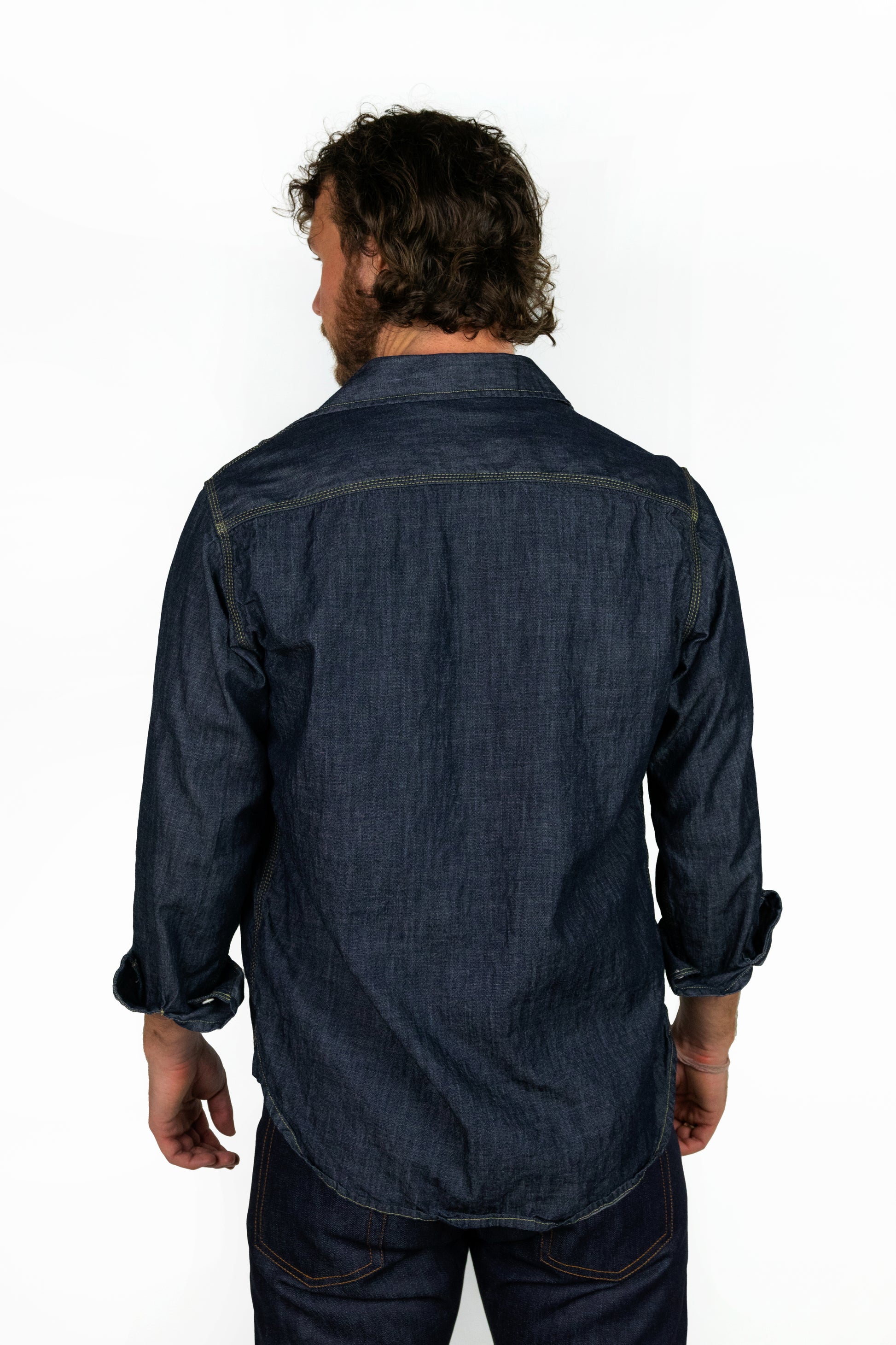 Triple Needle Chambray Work Shirt - Dark Indigo