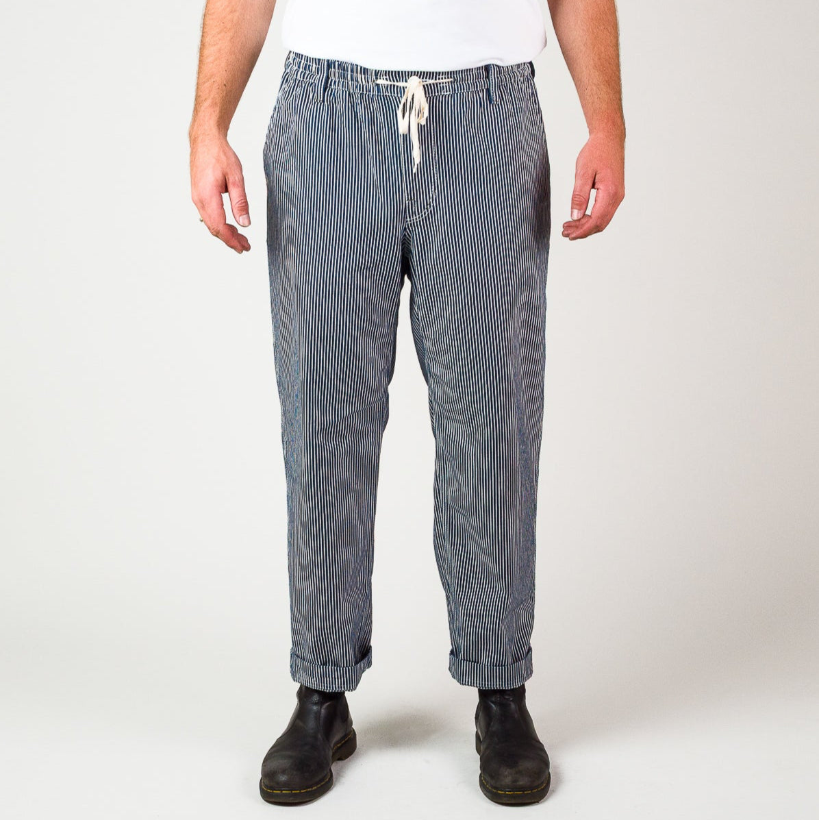 Elasticated Waist Pant -  Hickory stripe cotton