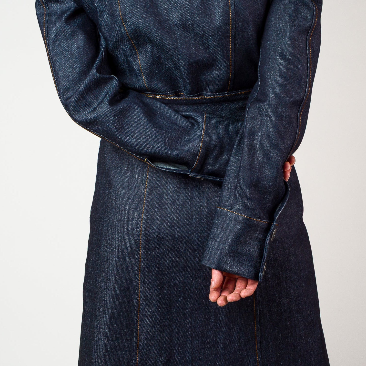 Womens Long Line Coat - Indigo
