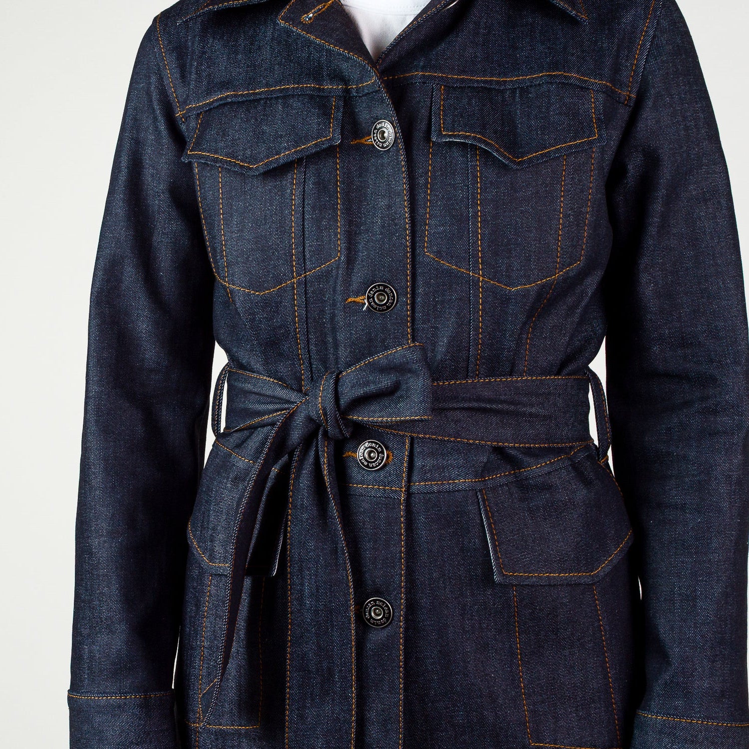 Womens Long Line Coat - Indigo