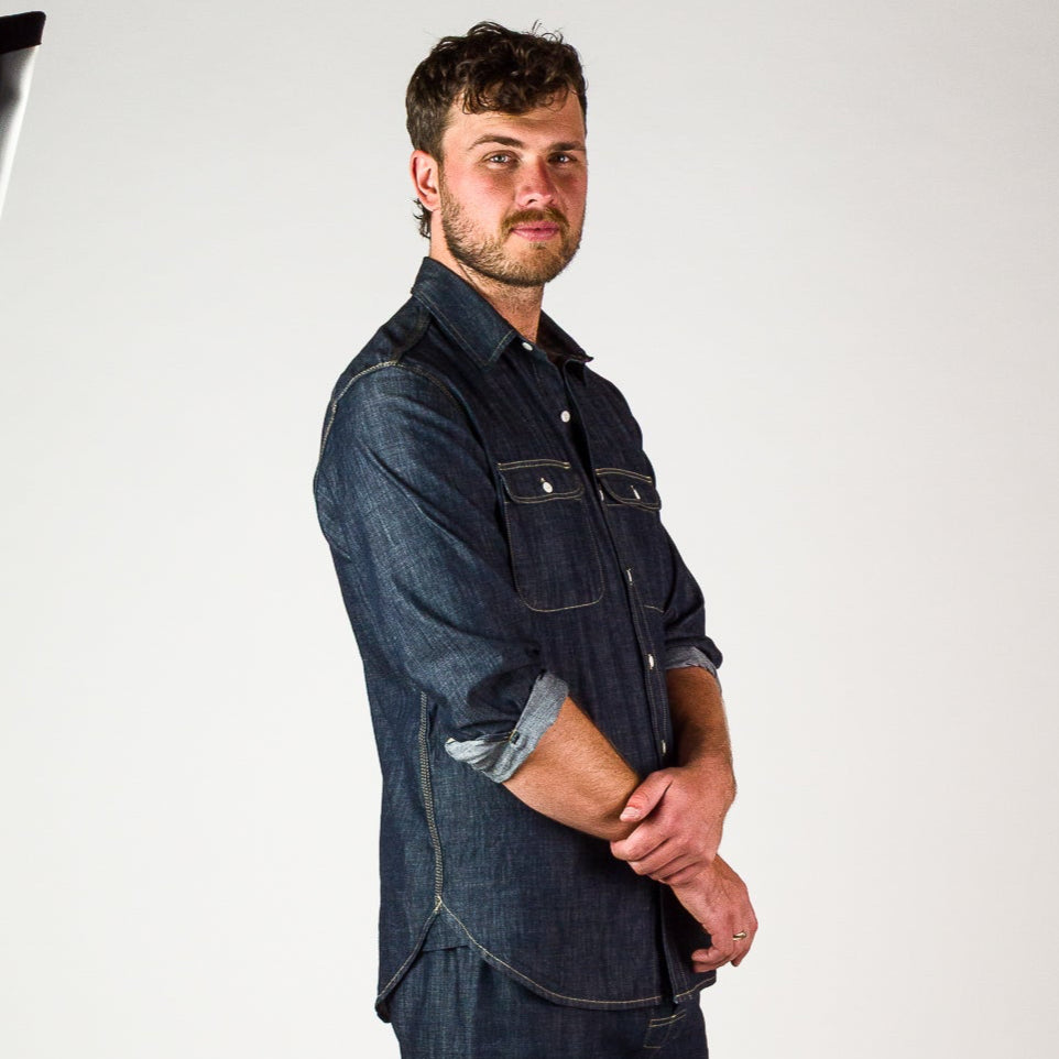 Triple Needle Chambray Work Shirt - Dark Indigo