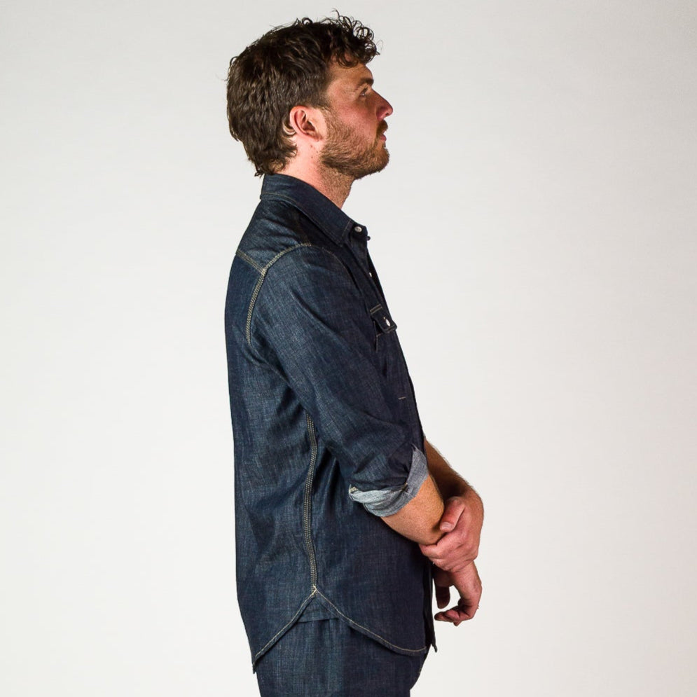 Triple Needle Chambray Work Shirt - Dark Indigo