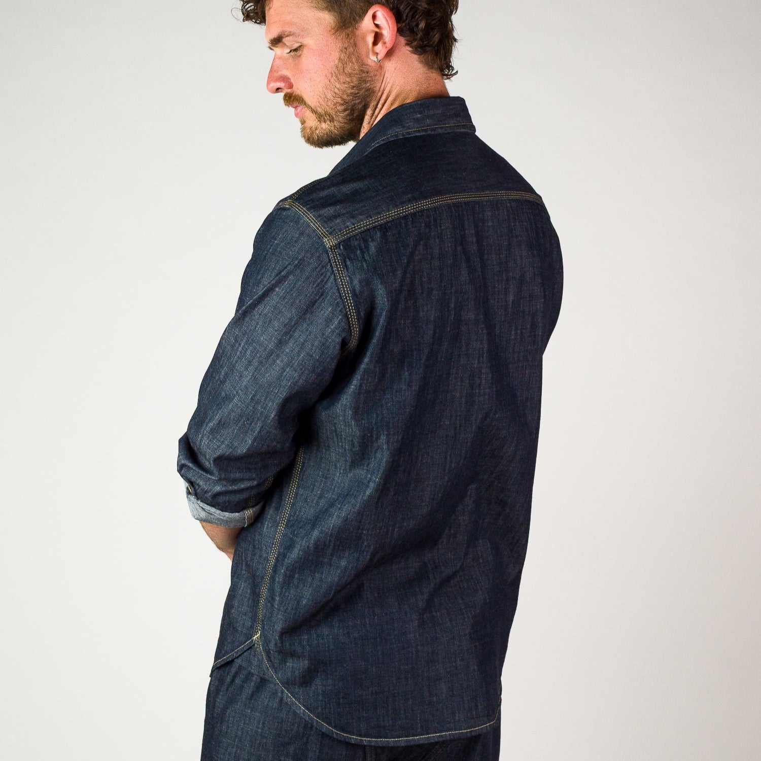 Triple Needle Chambray Work Shirt - Dark Indigo
