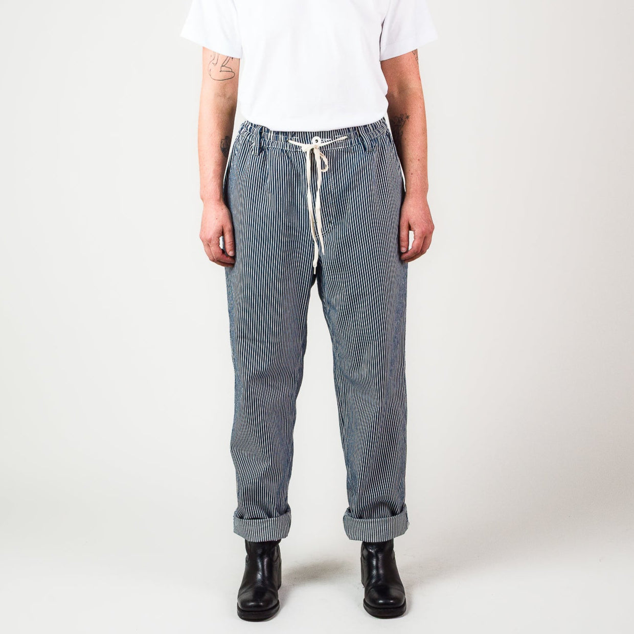 Elasticated Waist Pant -  Hickory stripe cotton