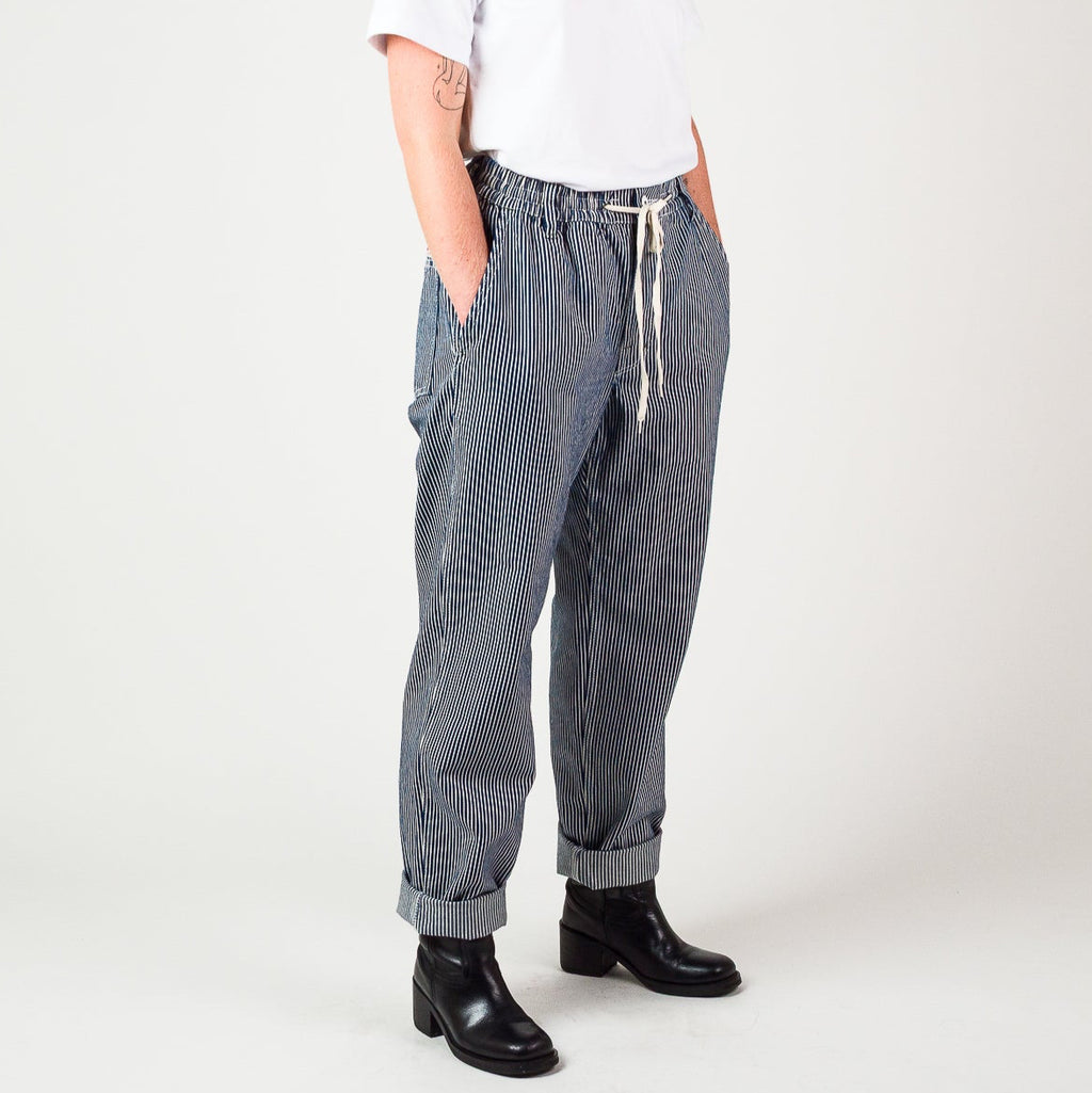 Elasticated Waist Pant -  Hickory stripe cotton