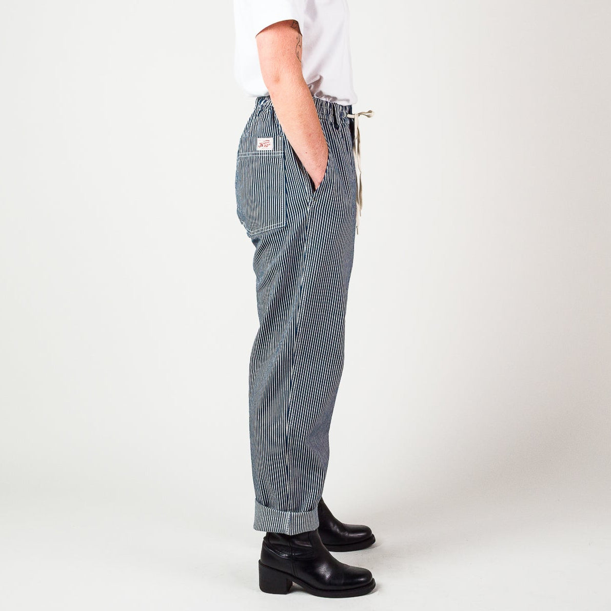 Elasticated Waist Pant -  Hickory stripe cotton
