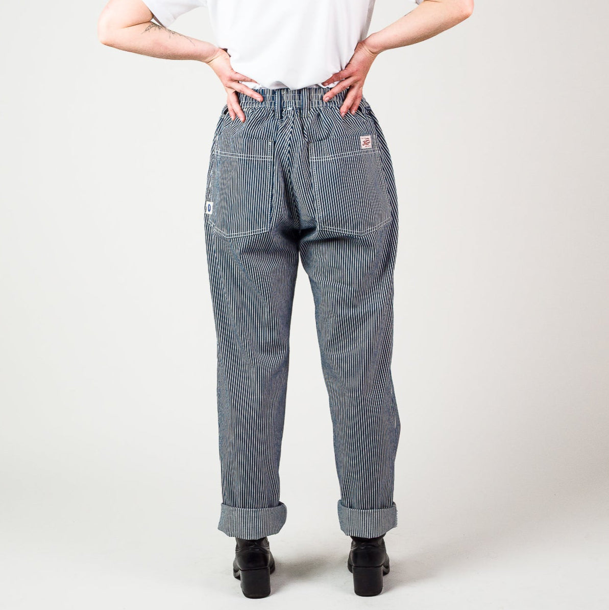Elasticated Waist Pant -  Hickory stripe cotton