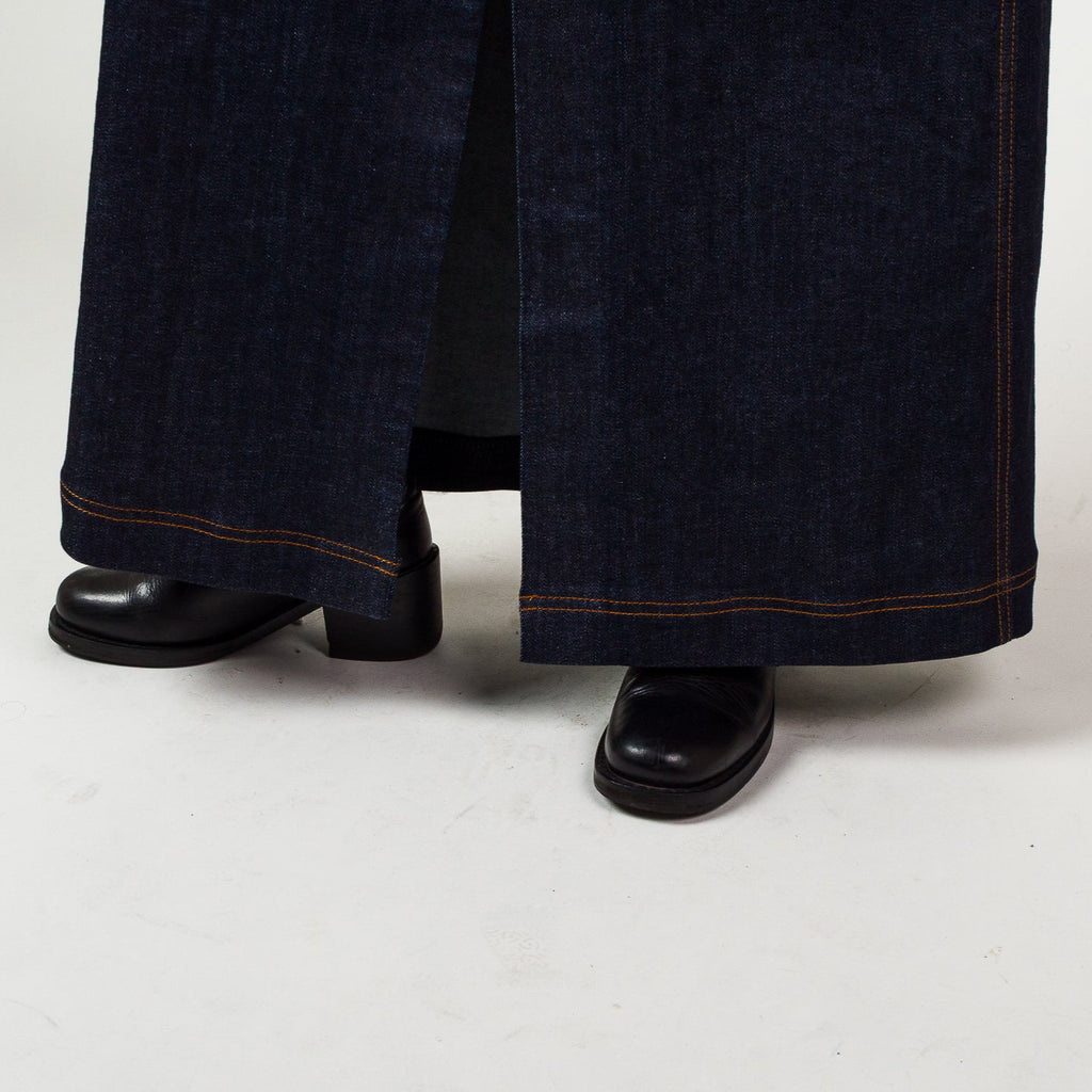 Womens Long denim skirt - Indigo