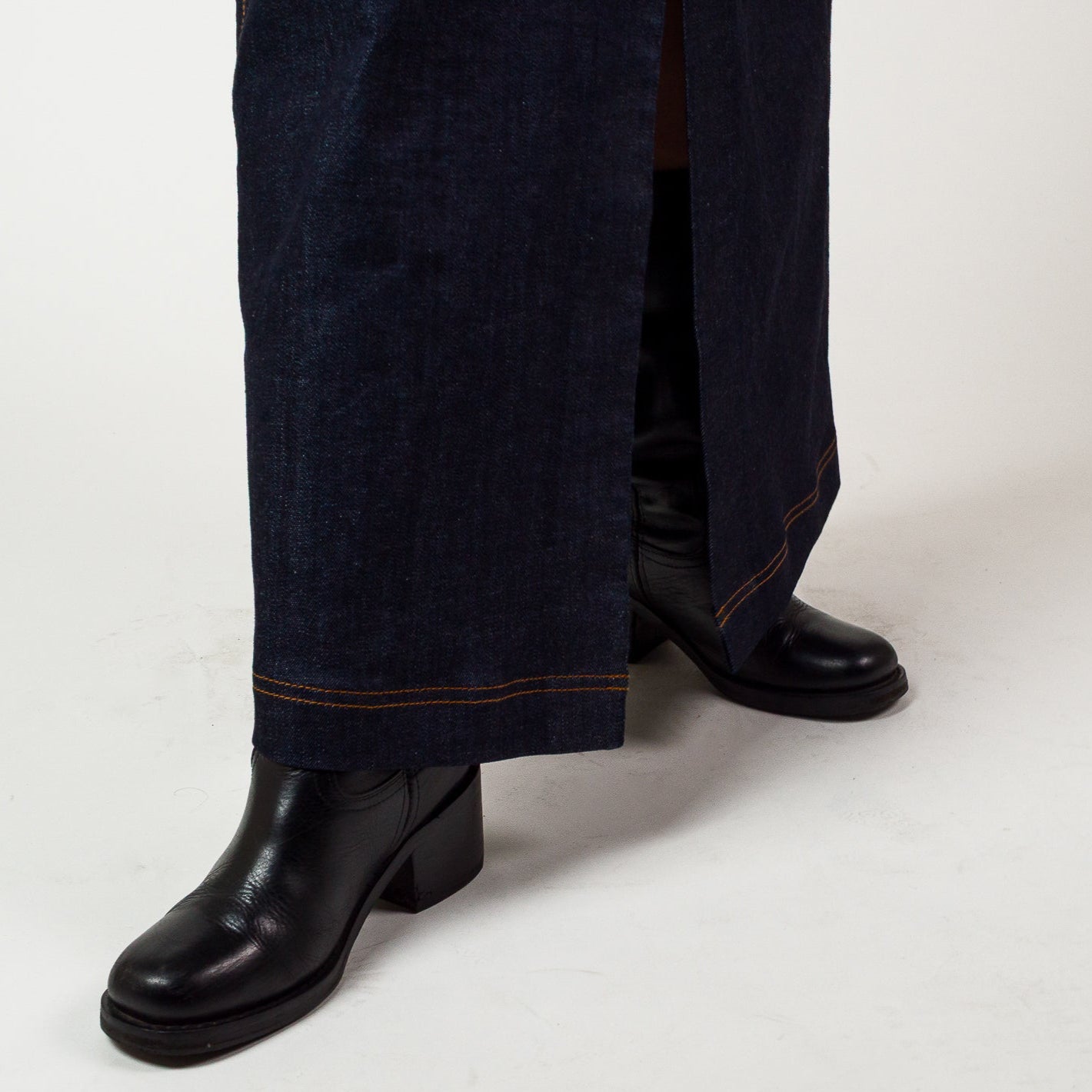 Womens Long denim skirt - Indigo