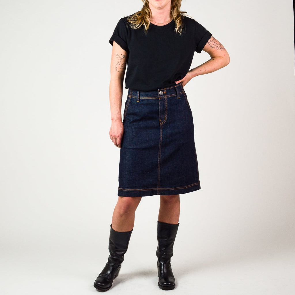 Womens A line denim skirt - Indigo
