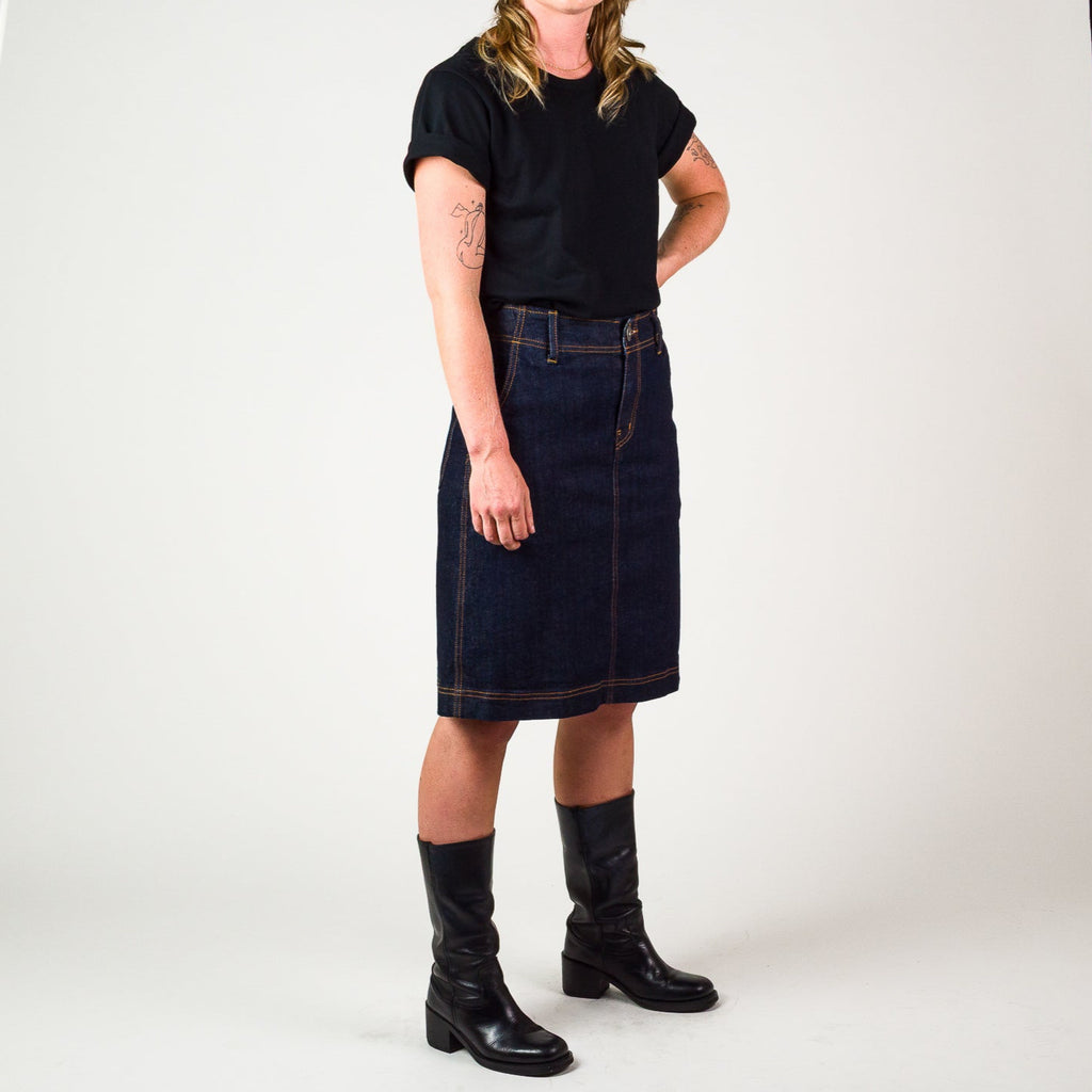 Womens A line denim skirt - Indigo