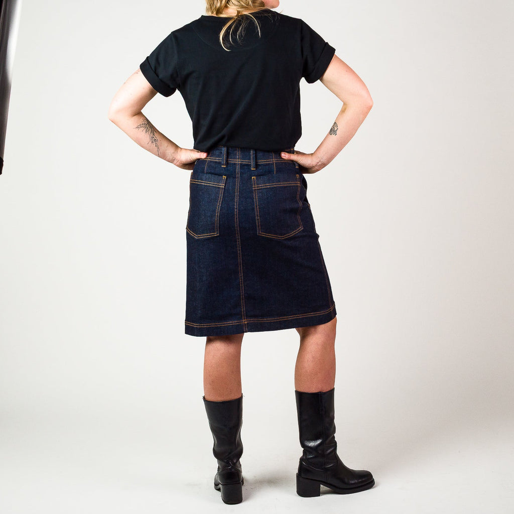 Womens A line denim skirt - Indigo