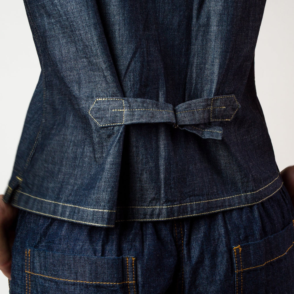 Womens Chambray Pin Tuck Vest - Indigo