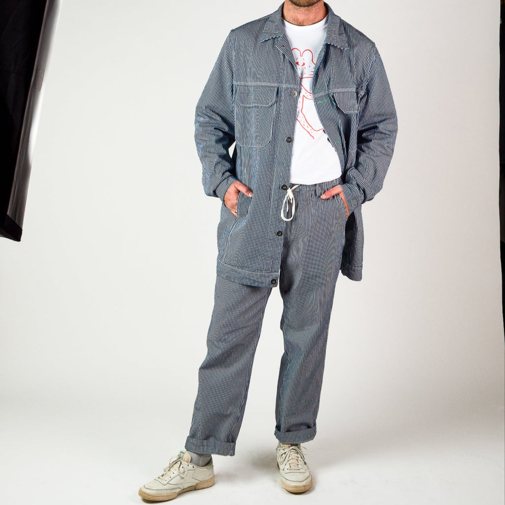 Elasticated Waist Pant -  Hickory stripe cotton