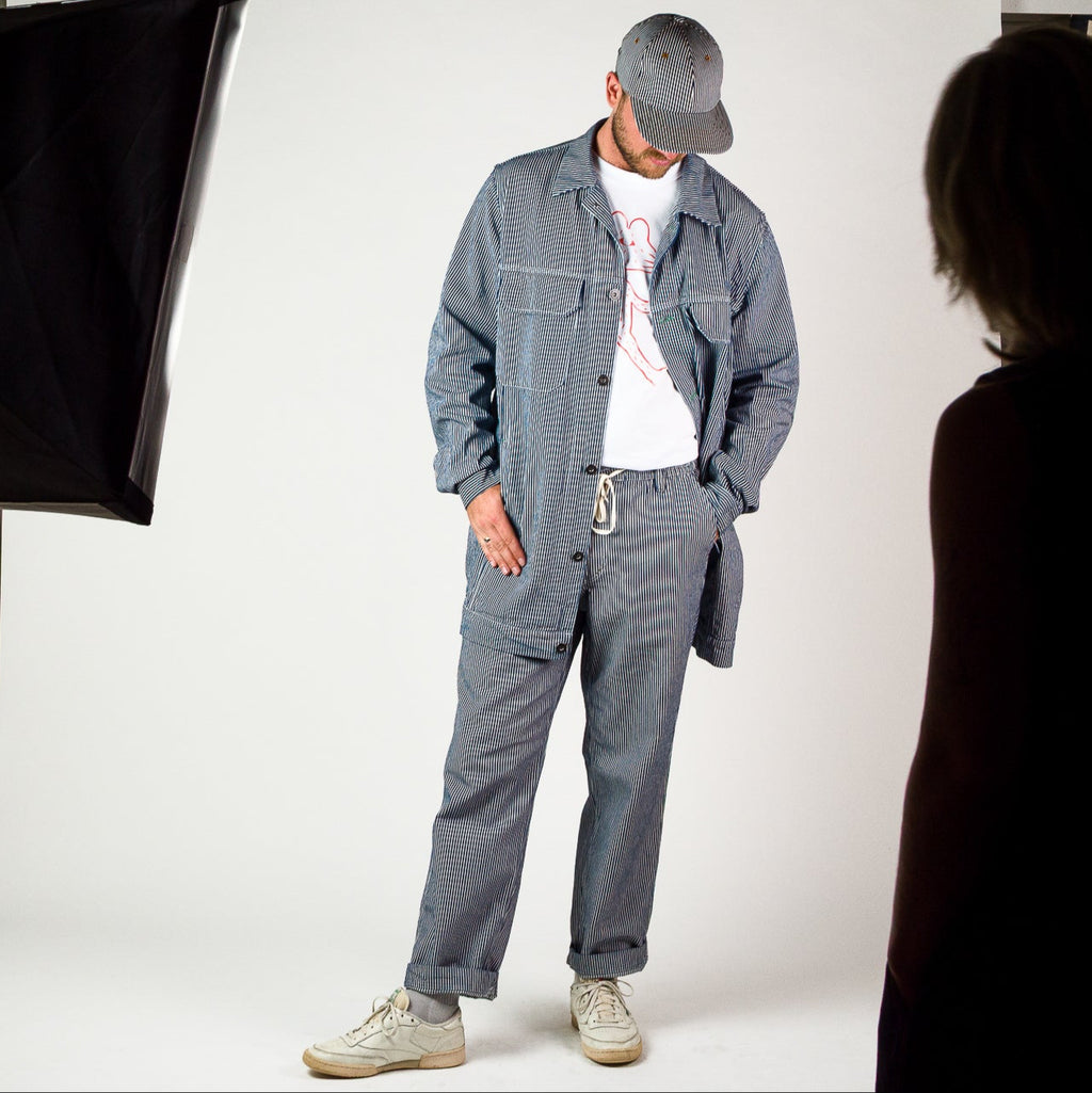 Elasticated Waist Pant -  Hickory stripe cotton