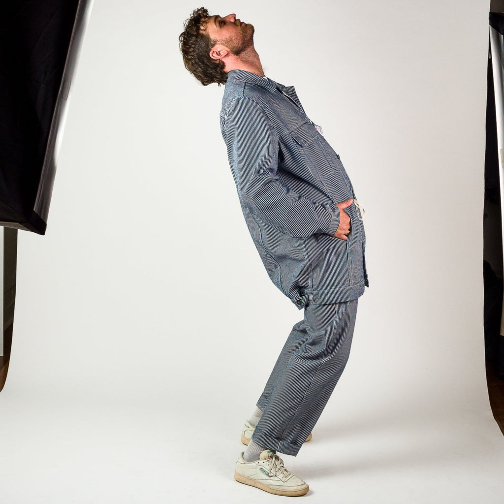 Elasticated Waist Pant -  Hickory stripe cotton