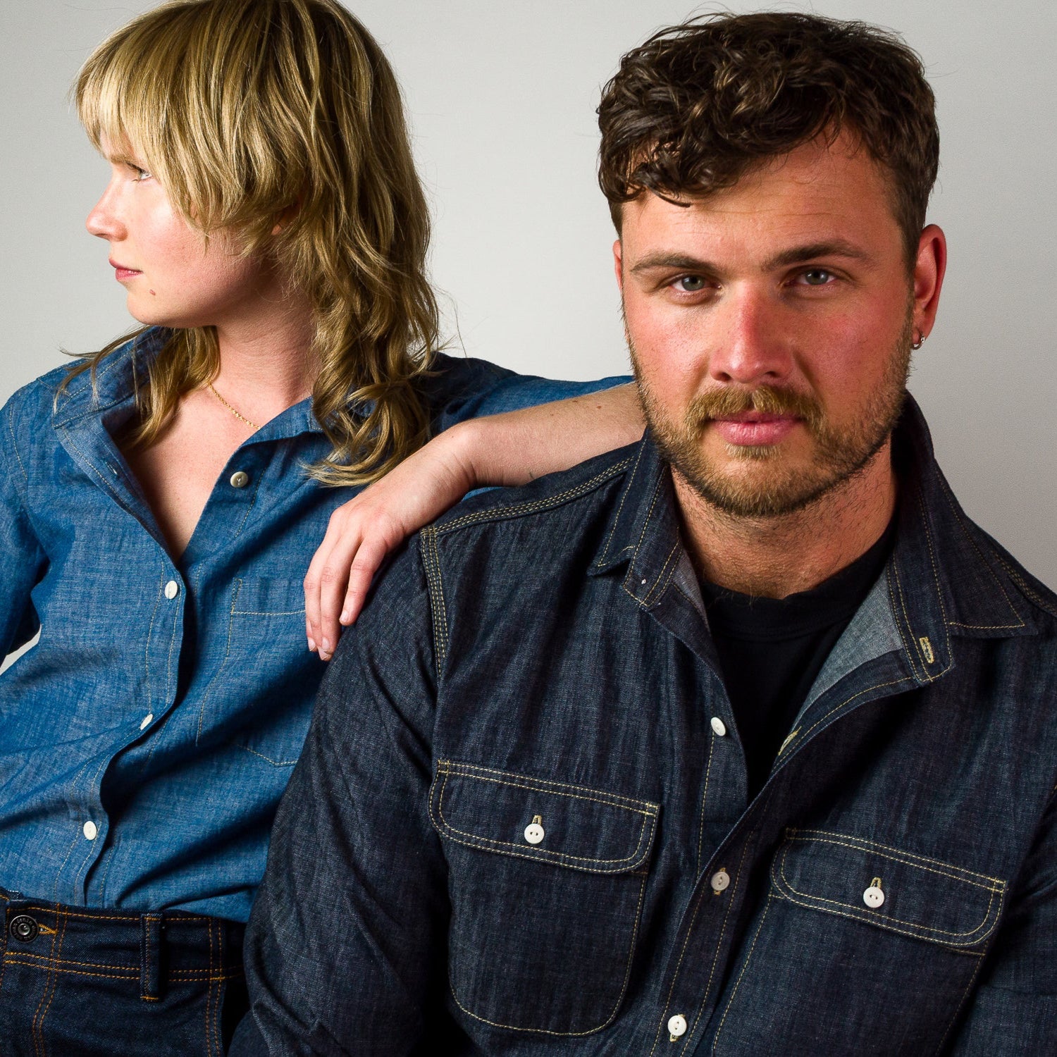 Triple Needle Chambray Work Shirt - Dark Indigo