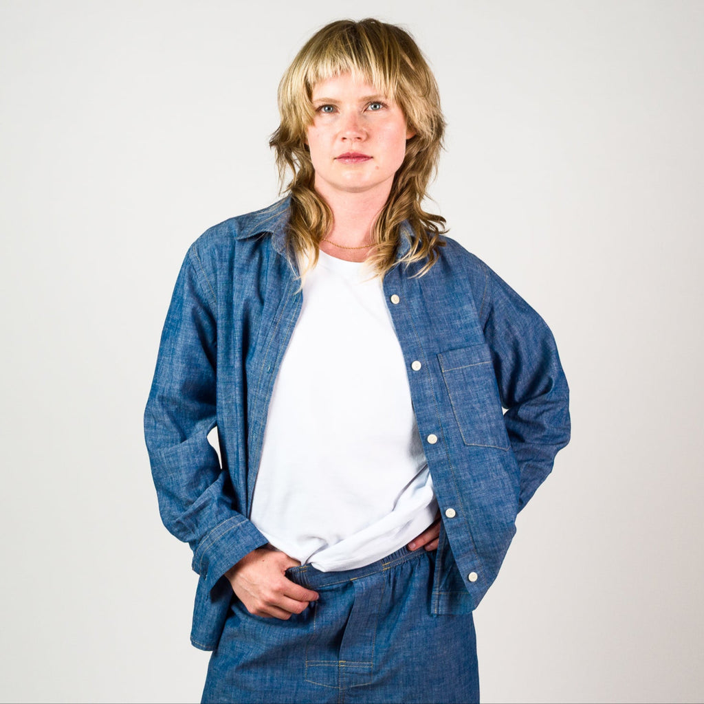 Womens Chambray Shirt - Light Indigo