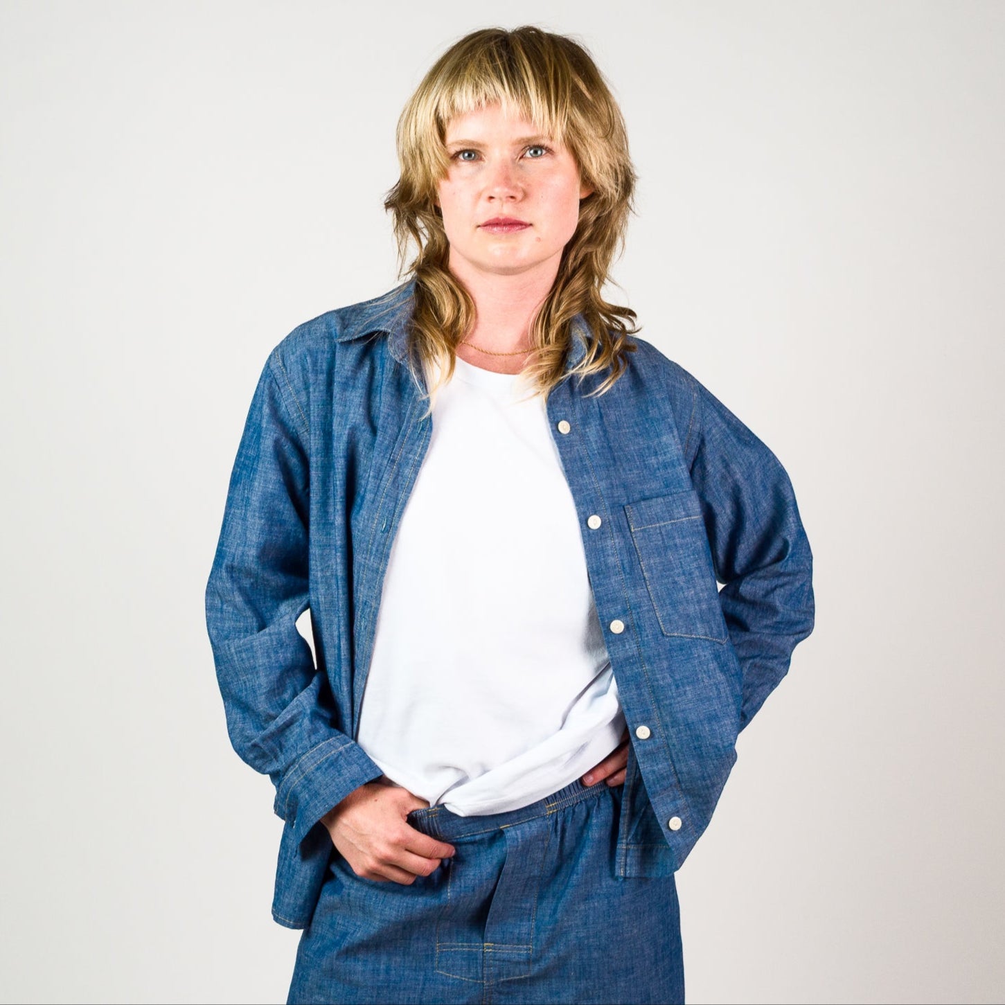 Womens Chambray Shirt - Light Indigo