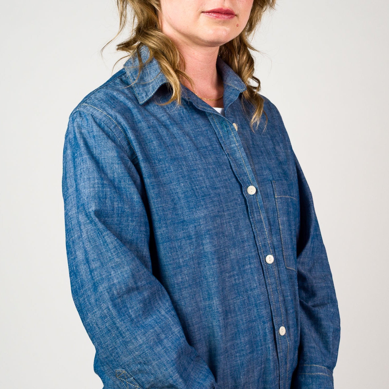 Womens Chambray Shirt - Light Indigo