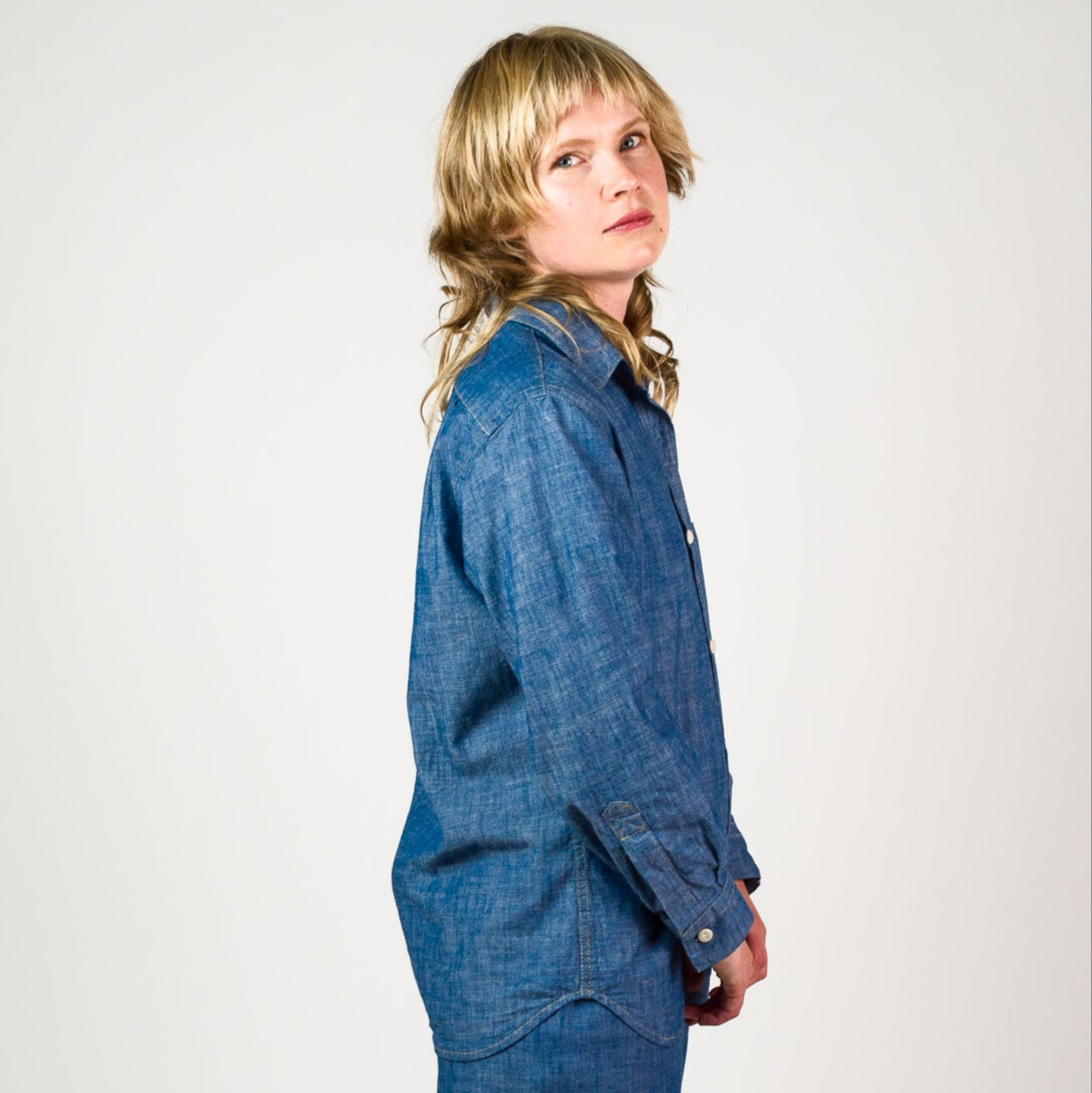 Womens Chambray Shirt - Light Indigo