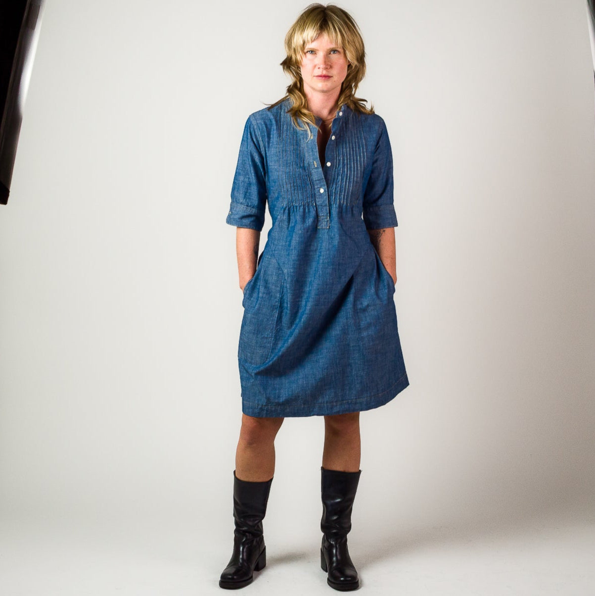 Womens Chambray Dress - Light Indigo