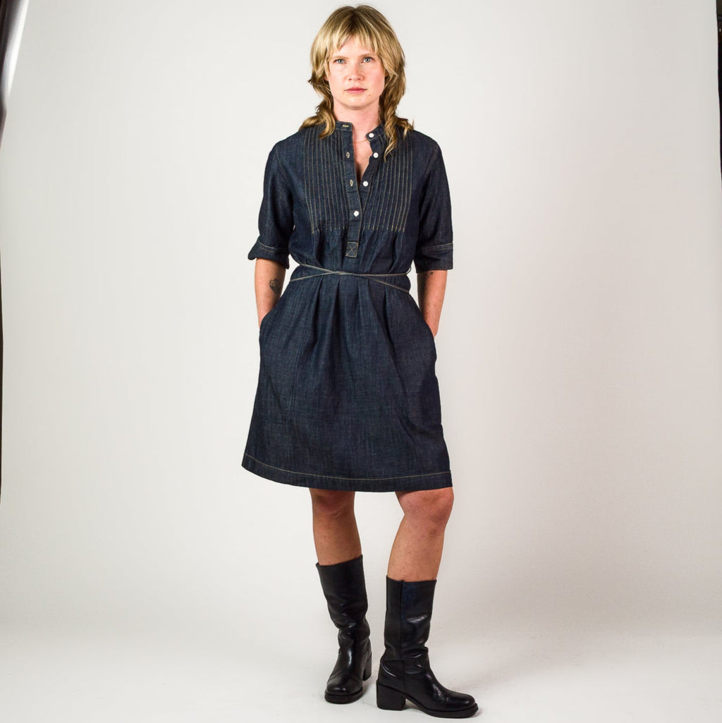 Womens Chambray Dress - Dark Indigo