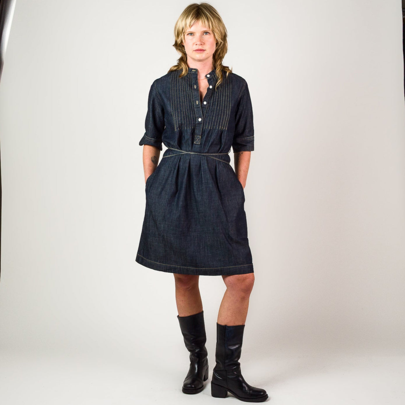 Womens Chambray Dress - Dark Indigo