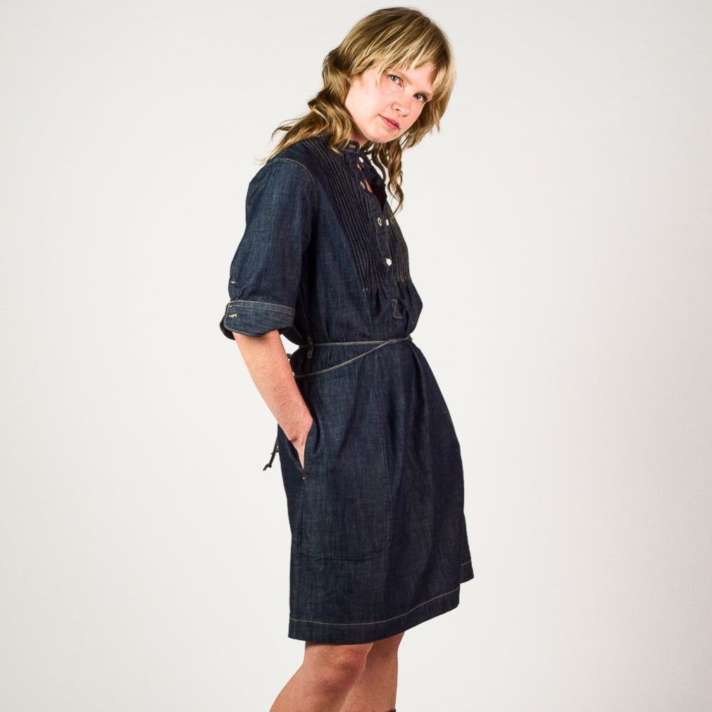 Womens Chambray Dress - Dark Indigo