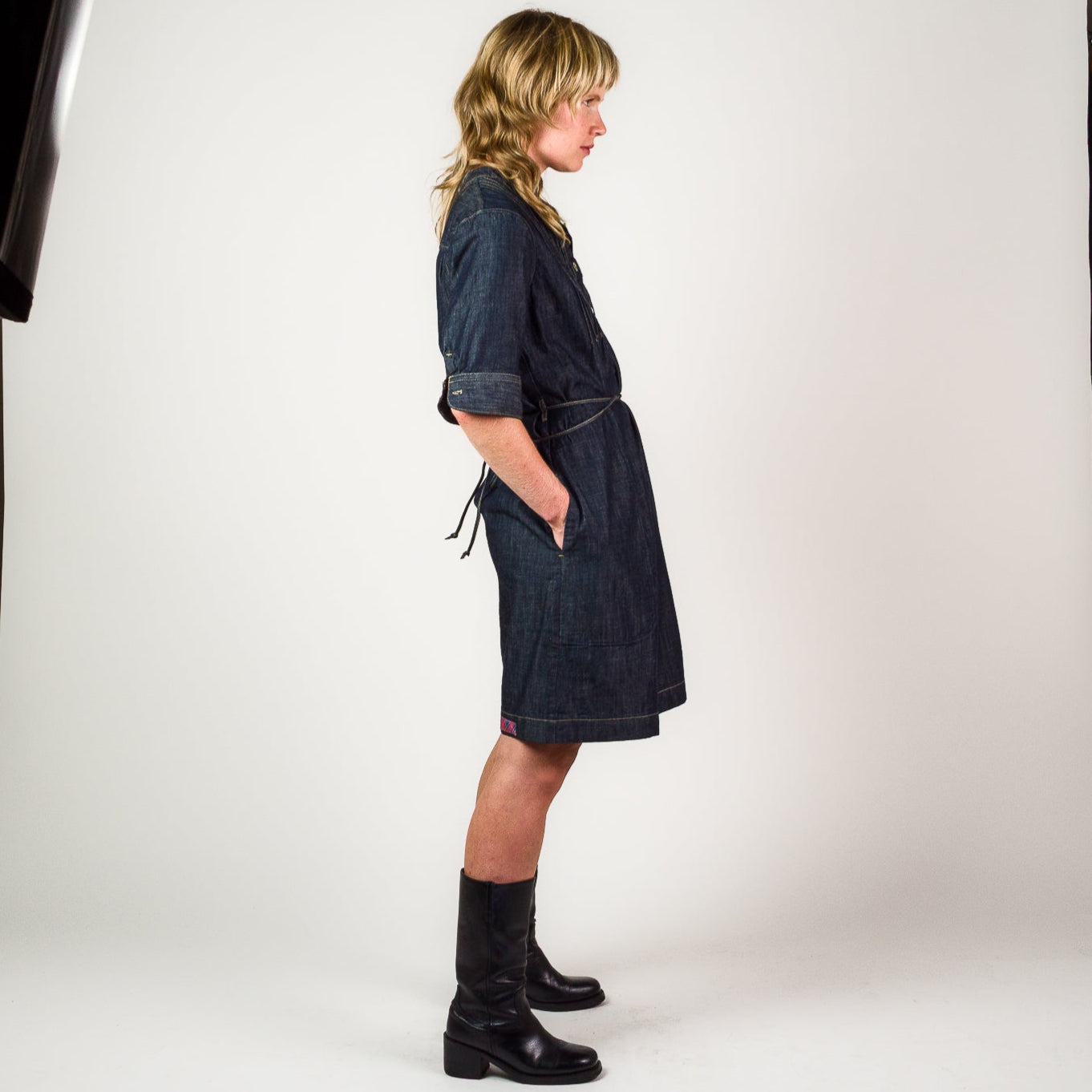 Womens Chambray Dress - Dark Indigo