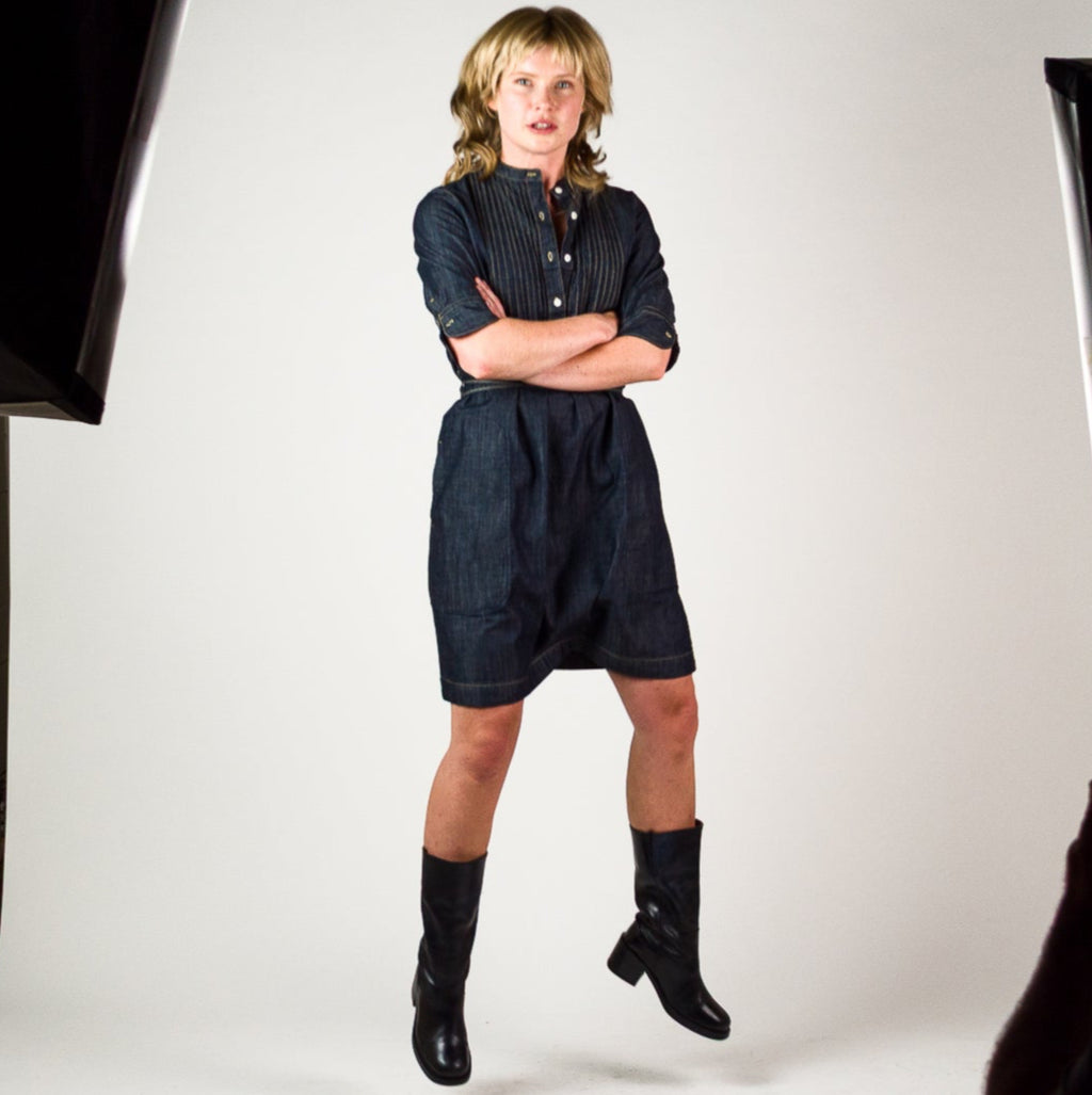 Womens Chambray Dress - Dark Indigo