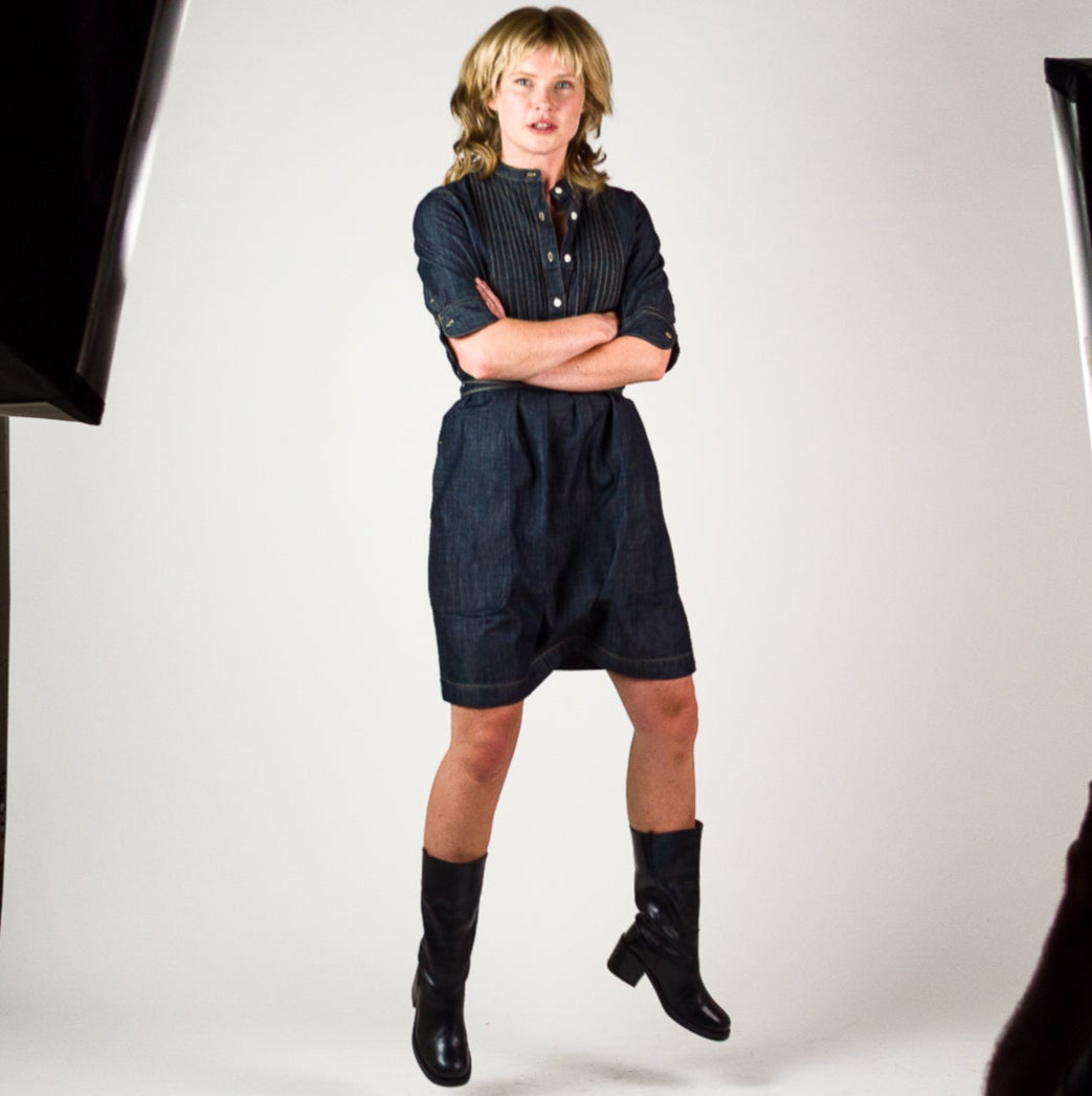 Womens Chambray Dress - Dark Indigo